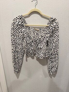Altar'd State Long Sleeve Cropped Polka Dot top